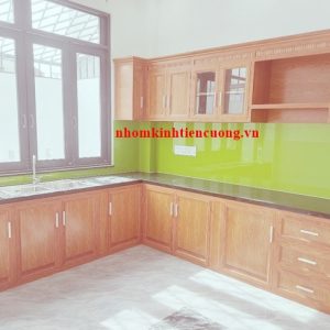 Báo giá tủ bếp nhôm kính vân gỗ