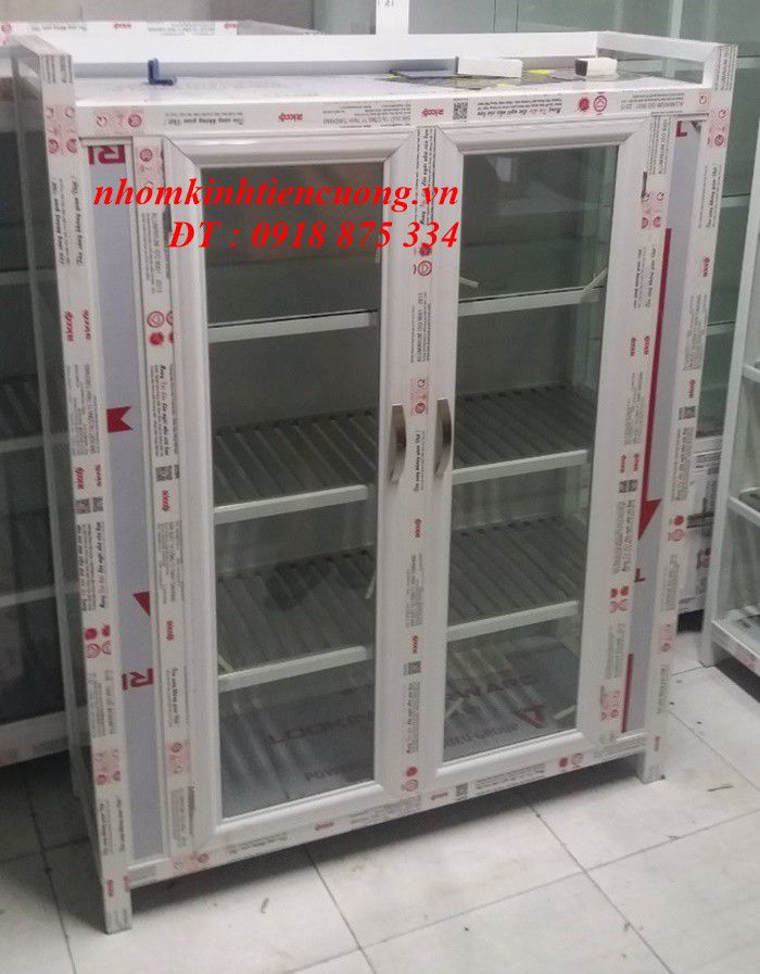 Tủ Chén Nhôm Kính Tphcm - Mẫu Nhỏ Cho Nhà Bếp Màu Trắng Đẹp