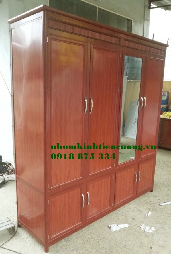 Tủ áo nhôm kính vân gỗ